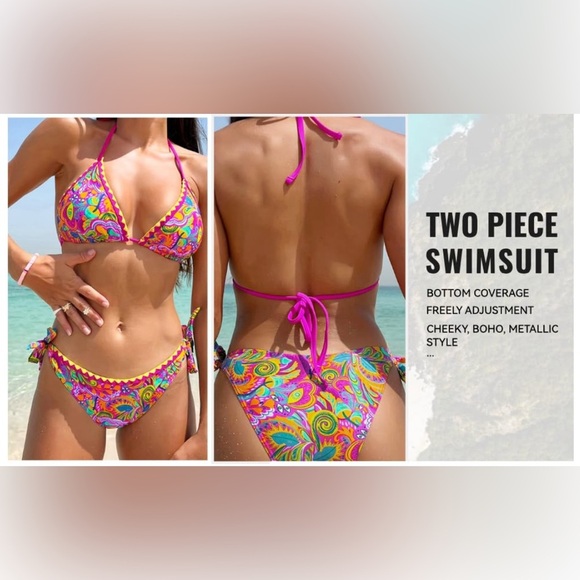 Vibrant Multicolor Bikini Set - Picture 7 of 10